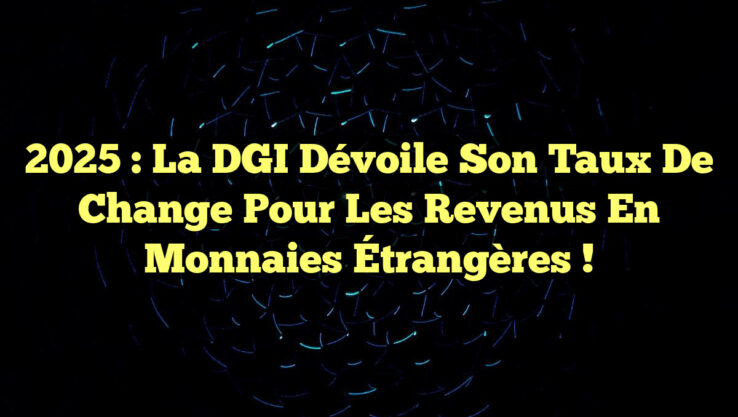 2025 : La DGI Dévoile Son Taux de Change pour les Revenus en Monnaies Étrangères !