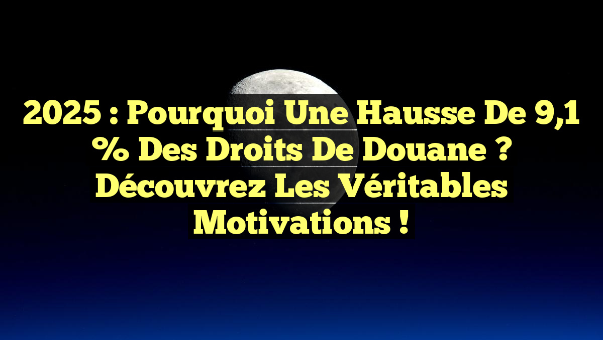 2025 : Pourquoi une hausse de 9,1 % des droits de douane ? Découvrez les véritables motivations !