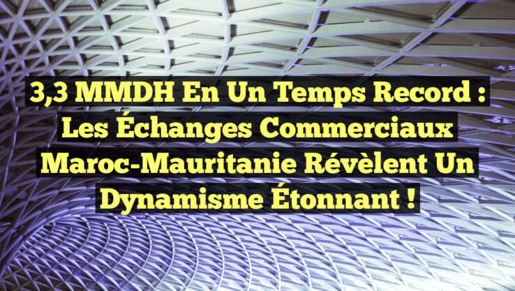 3,3 MMDH en Un Temps Record : Les Échanges Commerciaux Maroc-Mauritanie Révèlent un Dynamisme Étonnant !