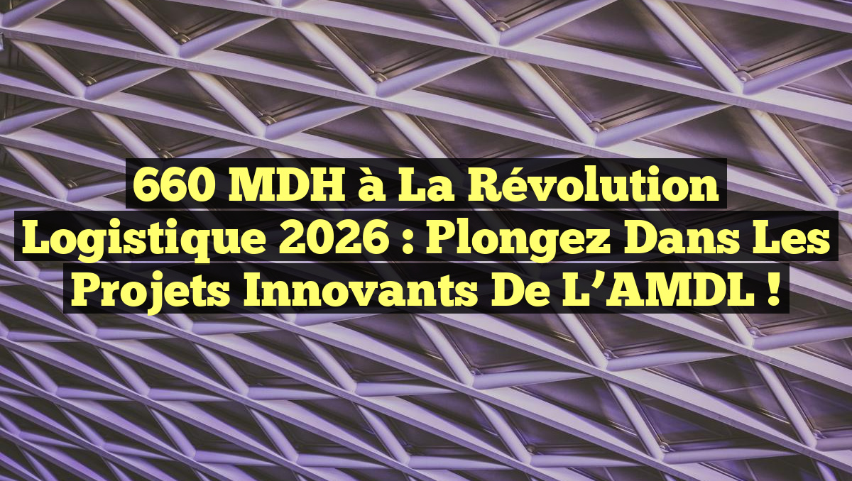 660 MDH à la Révolution Logistique 2026 : Plongez dans les Projets Innovants de l’AMDL !