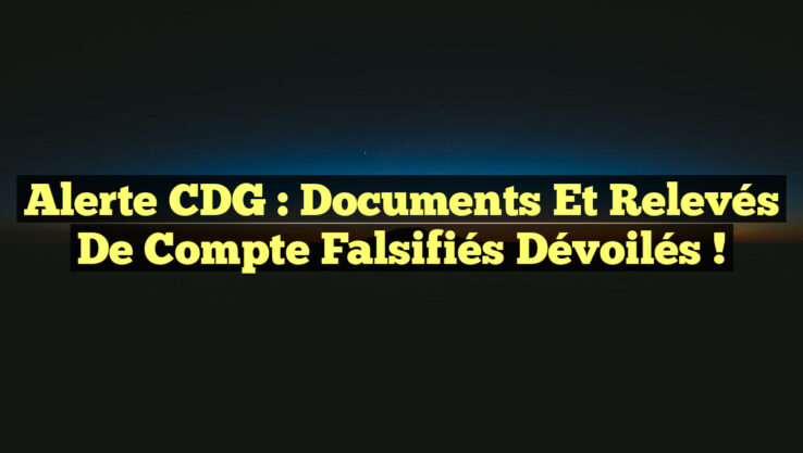 Alerte CDG : Documents et Relevés de Compte Falsifiés Dévoilés !
