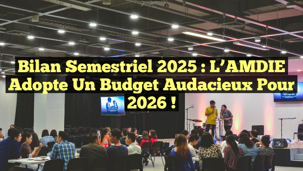 Bilan Semestriel 2025 : L&rsquo;AMDIE Adopte un Budget Audacieux pour 2026 !