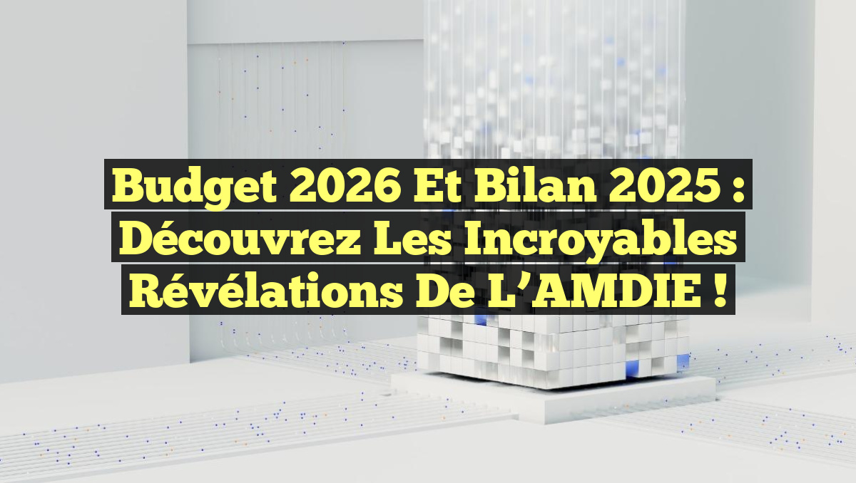 Budget 2026 et Bilan 2025 : Découvrez les Incroyables Révélations de l&rsquo;AMDIE !
