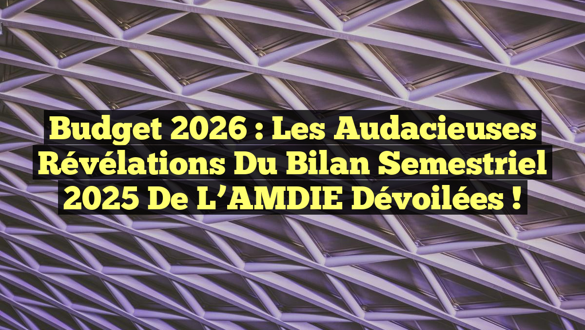 Budget 2026 : Les Audacieuses Révélations du Bilan Semestriel 2025 de l&rsquo;AMDIE Dévoilées !