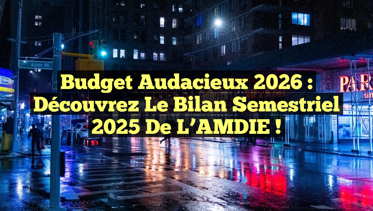 Budget Audacieux 2026 : Découvrez le Bilan Semestriel 2025 de l’AMDIE !