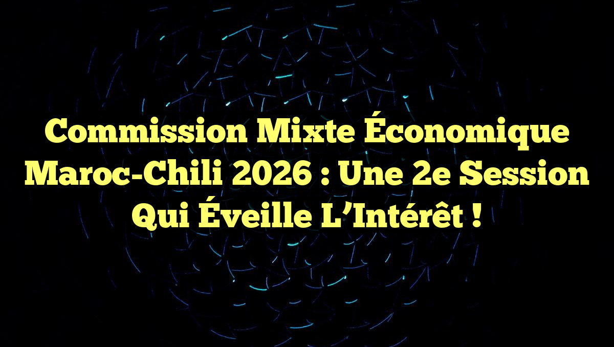 Commission Mixte Économique Maroc-Chili 2026 : Une 2e Session Qui Éveille l&rsquo;Intérêt !