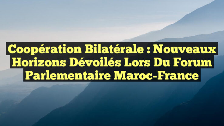 Coopération Bilatérale : Nouveaux Horizons Dévoilés lors du Forum Parlementaire Maroc-France