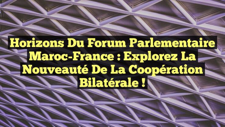 Horizons du Forum Parlementaire Maroc-France : Explorez la Nouveauté de la Coopération Bilatérale !