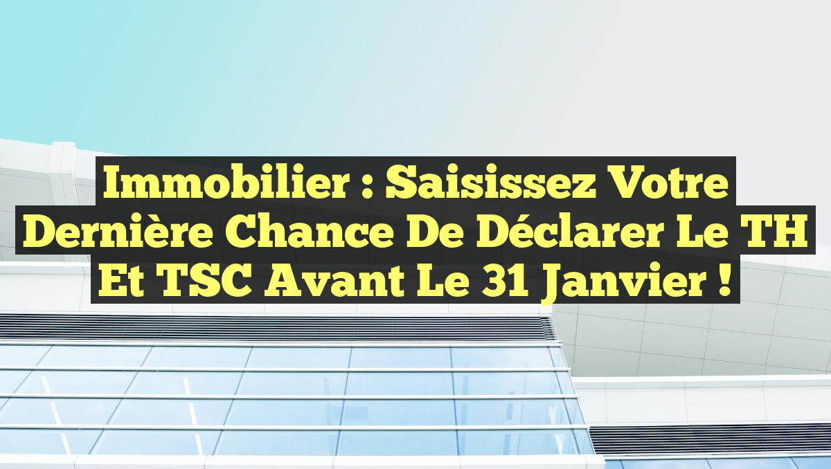 Immobilier : Saisissez votre dernière chance de déclarer le TH et TSC avant le 31 janvier !
