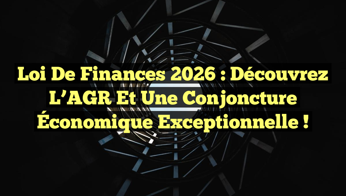 Loi de Finances 2026 : Découvrez l&rsquo;AGR et une Conjoncture Économique Exceptionnelle !