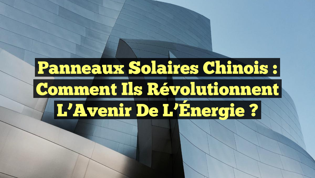 Panneaux Solaires Chinois : Comment Ils Révolutionnent l’Avenir de l’Énergie ?