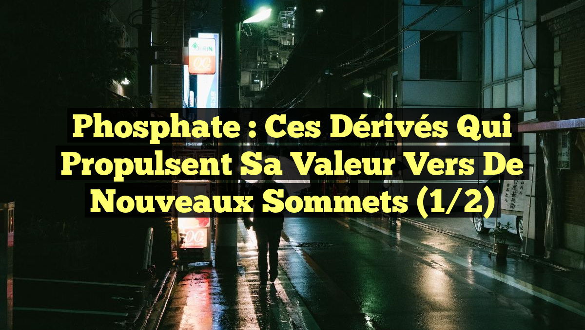 Phosphate : ces dérivés qui propulsent sa valeur vers de nouveaux sommets (1/2)