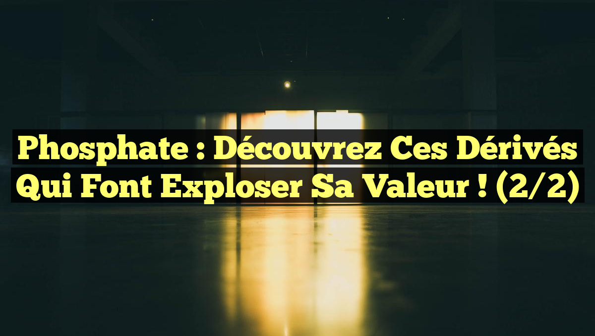 Phosphate : Découvrez ces dérivés qui font exploser sa valeur ! (2/2)
