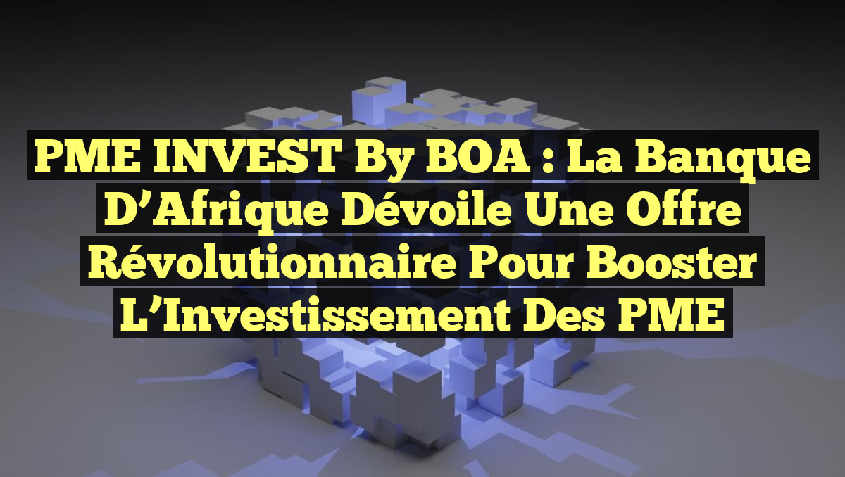 PME INVEST by BOA : La Banque d&rsquo;Afrique Dévoile une Offre Révolutionnaire pour Booster l&rsquo;Investissement des PME