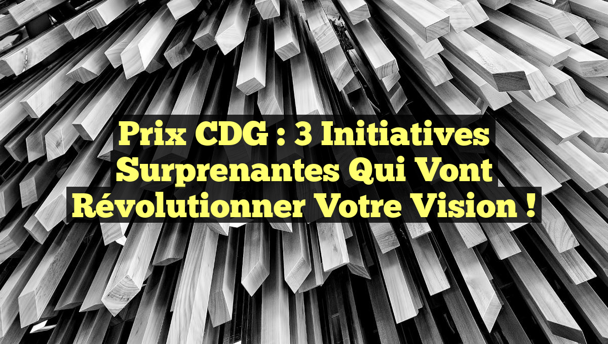 Prix CDG : 3 Initiatives Surprenantes Qui Vont Révolutionner Votre Vision !