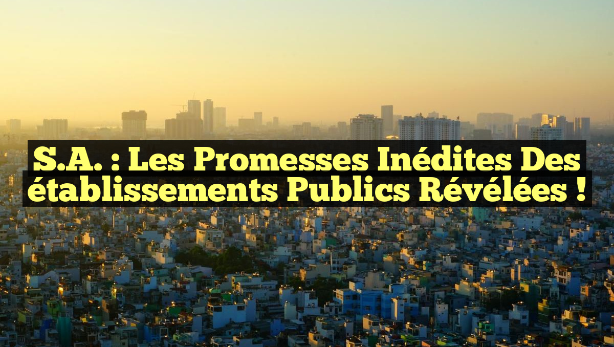 S.A. : Les promesses inédites des établissements publics révélées !