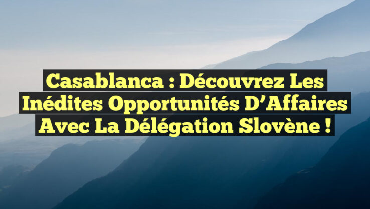 Casablanca : Découvrez les Inédites Opportunités d’Affaires avec la Délégation Slovène !