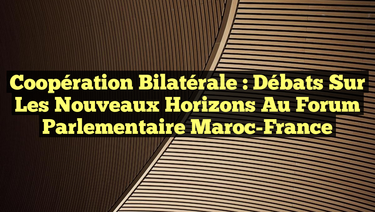 Coopération Bilatérale : Débats Sur les Nouveaux Horizons au Forum Parlementaire Maroc-France
