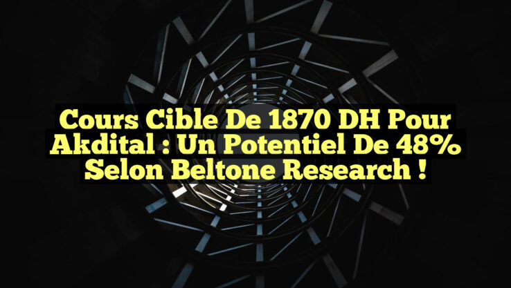 Cours cible de 1870 DH pour Akdital : Un potentiel de 48% selon Beltone Research !