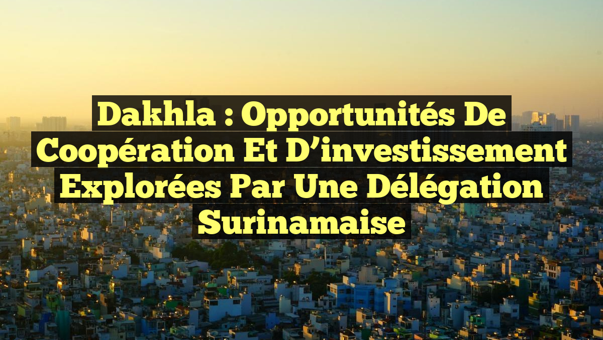 Dakhla : Opportunités de coopération et d’investissement explorées par une délégation surinamaise