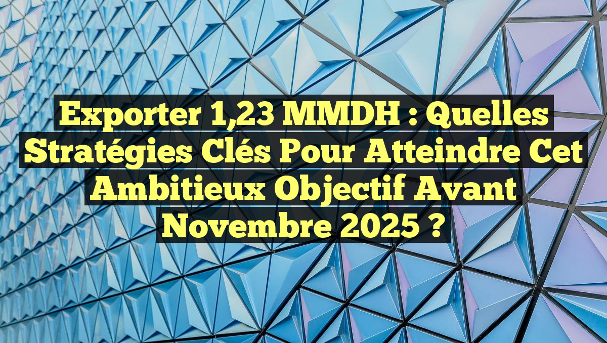 Exporter 1,23 MMDH : Quelles Stratégies Clés Pour Atteindre cet Ambitieux Objectif Avant Novembre 2025 ?