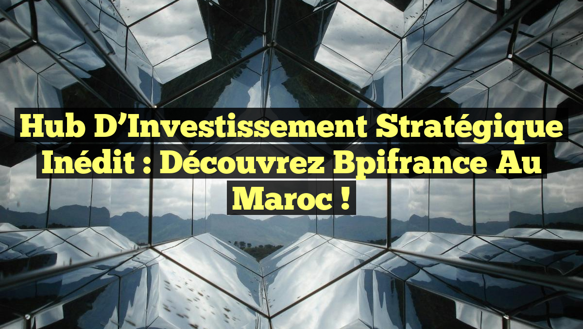 Hub d&rsquo;Investissement Stratégique Inédit : Découvrez Bpifrance au Maroc !