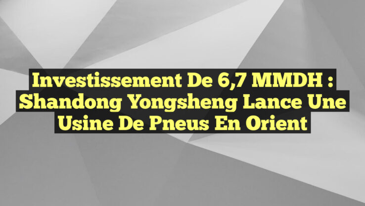 Investissement de 6,7 MMDH : Shandong Yongsheng Lance une Usine de Pneus en Orient
