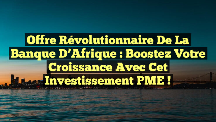 Offre Révolutionnaire de la Banque d’Afrique : Boostez votre Croissance avec cet Investissement PME !