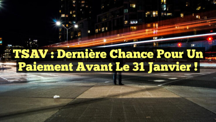 TSAV : Dernière chance pour un paiement avant le 31 janvier !