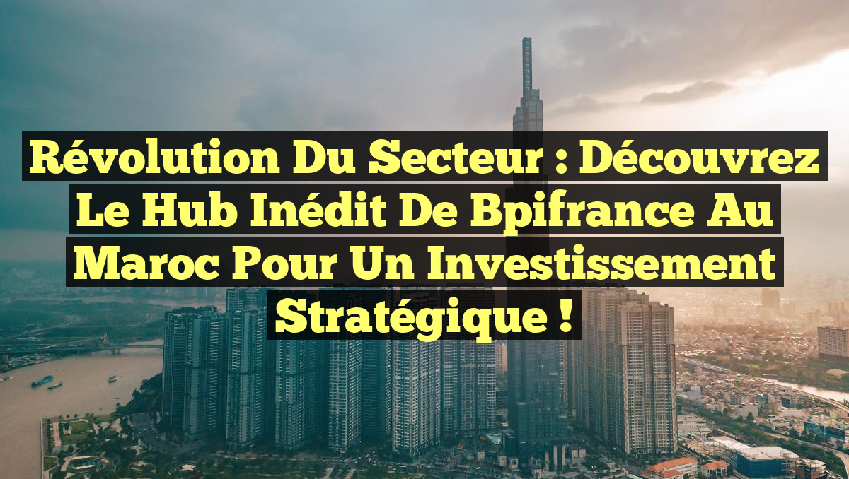 Révolution du Secteur : Découvrez le Hub Inédit de Bpifrance au Maroc pour un Investissement Stratégique !