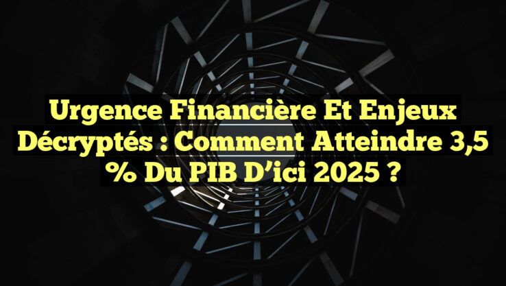Urgence Financière et Enjeux Décryptés : Comment Atteindre 3,5 % du PIB d’ici 2025 ?