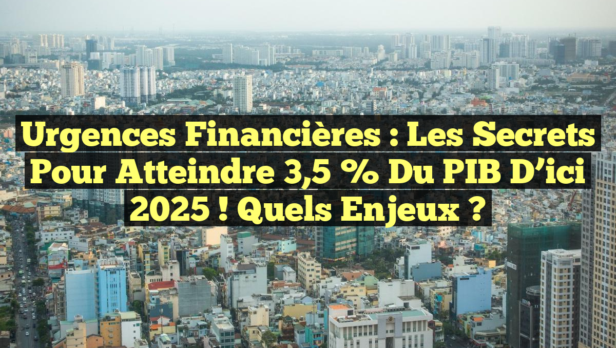 Urgences Financières : Les Secrets pour Atteindre 3,5 % du PIB d’ici 2025 ! Quels Enjeux ?