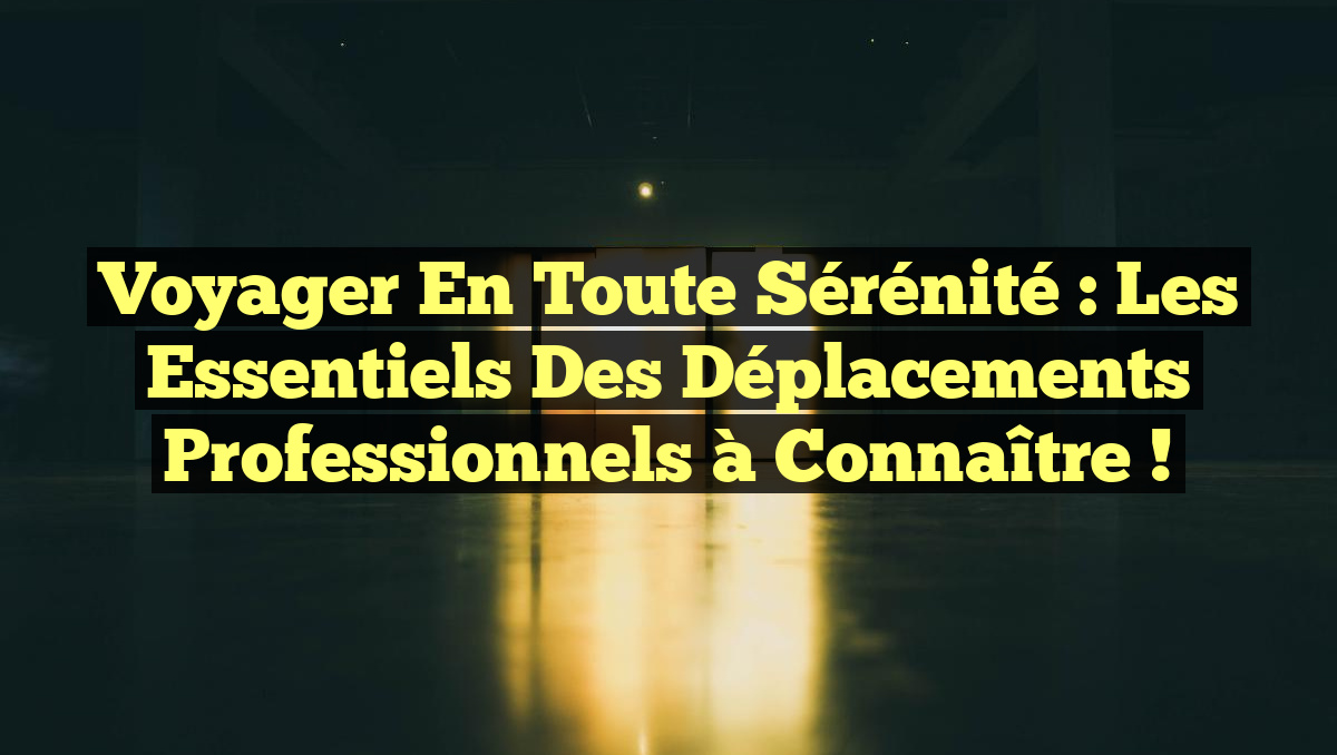 Voyager en toute sérénité : Les essentiels des déplacements professionnels à connaître !