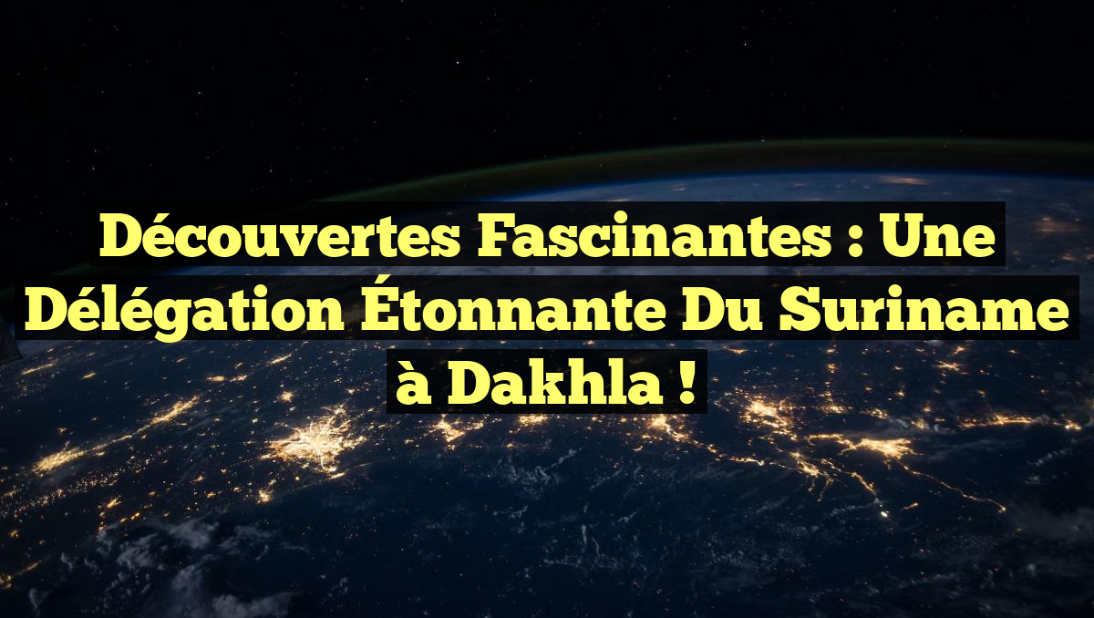 Découvertes Fascinantes : Une Délégation Étonnante du Suriname à Dakhla !