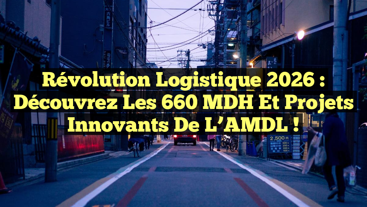 Révolution Logistique 2026 : Découvrez les 660 MDH et Projets Innovants de l&rsquo;AMDL !