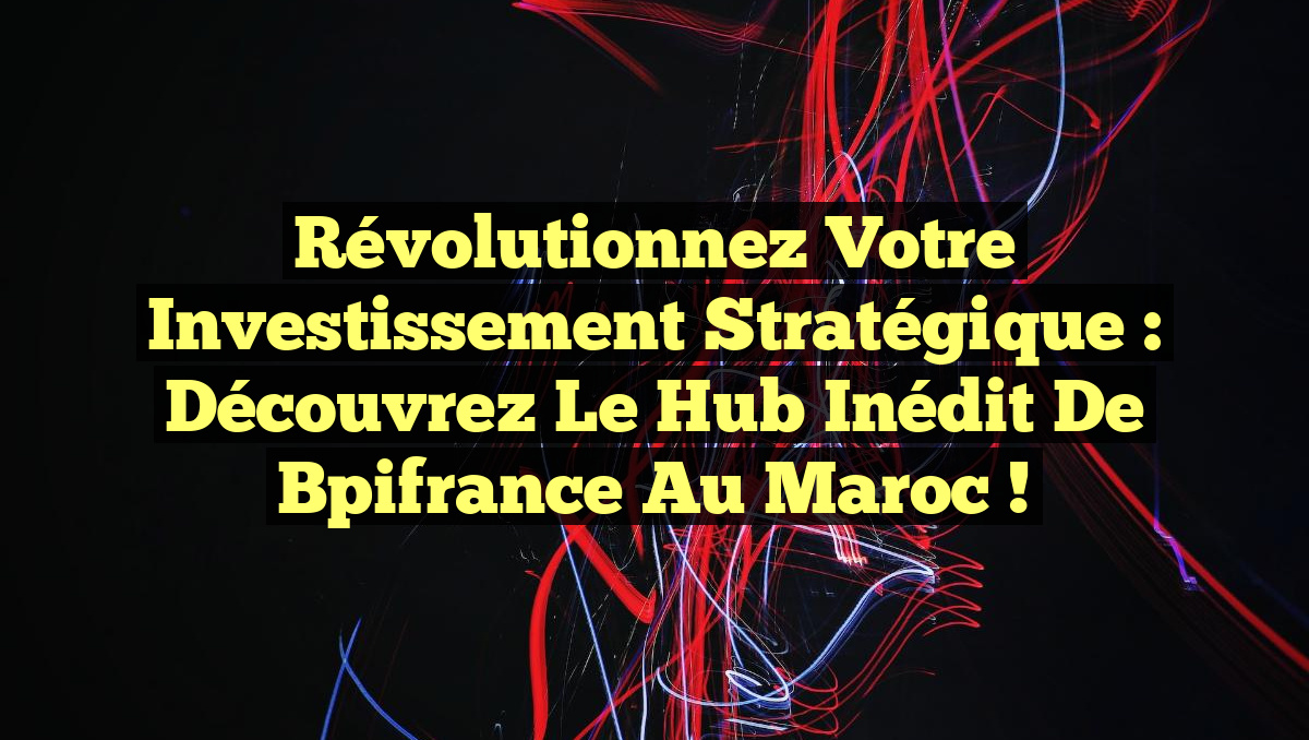 Révolutionnez Votre Investissement Stratégique : Découvrez le Hub Inédit de Bpifrance au Maroc !
