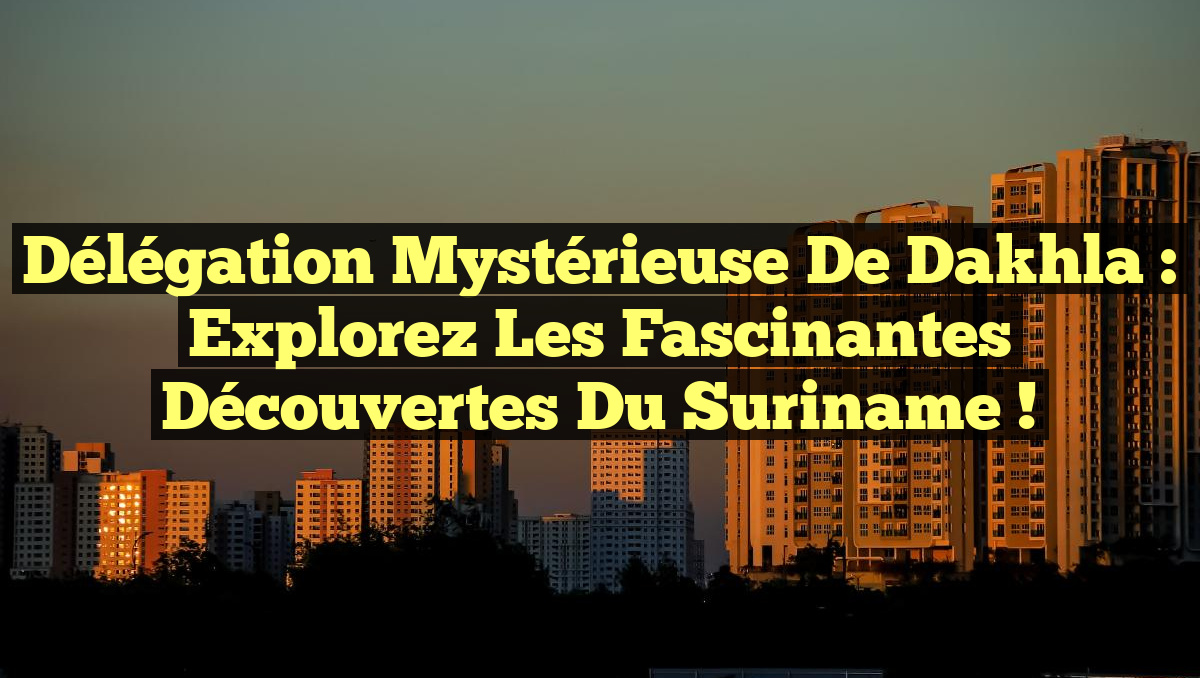Délégation Mystérieuse de Dakhla : Explorez les Fascinantes Découvertes du Suriname !