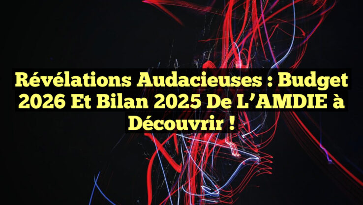 Révélations Audacieuses : Budget 2026 et Bilan 2025 de l’AMDIE à Découvrir !