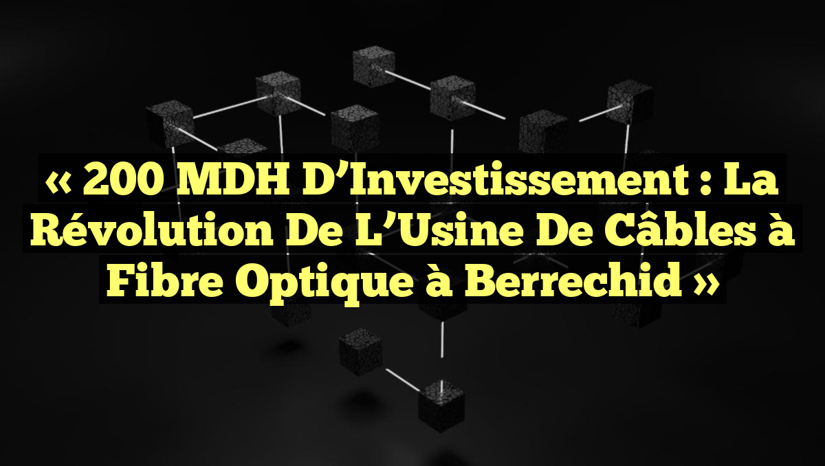 « 200 MDH d’Investissement : La Révolution de l’Usine de Câbles à Fibre Optique à Berrechid »