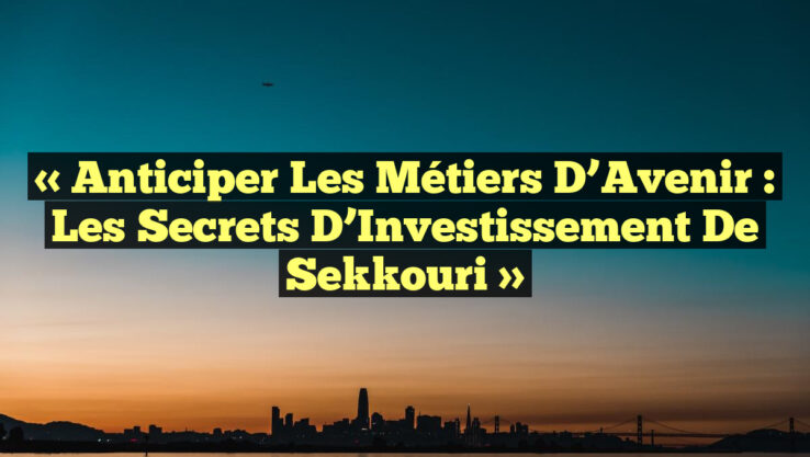 « Anticiper les Métiers d’Avenir : Les Secrets d’Investissement de Sekkouri »