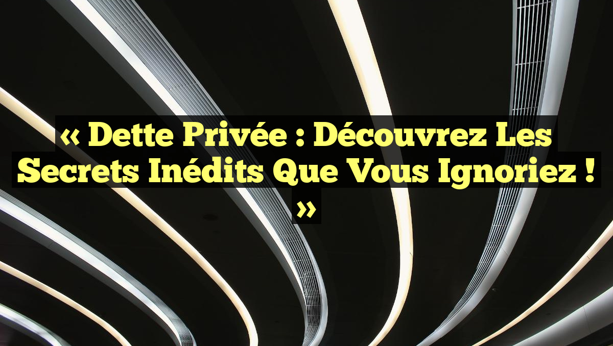« Dette Privée : Découvrez les Secrets Inédits Que Vous Ignoriez ! »