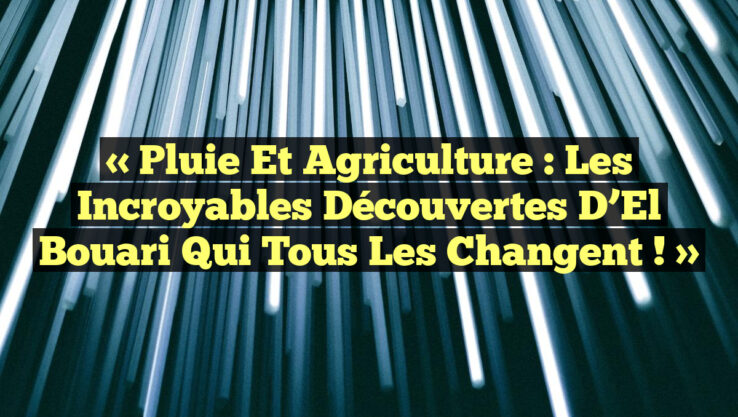 « Pluie et Agriculture : Les Incroyables Découvertes d’El Bouari qui Tous Les Changent ! »
