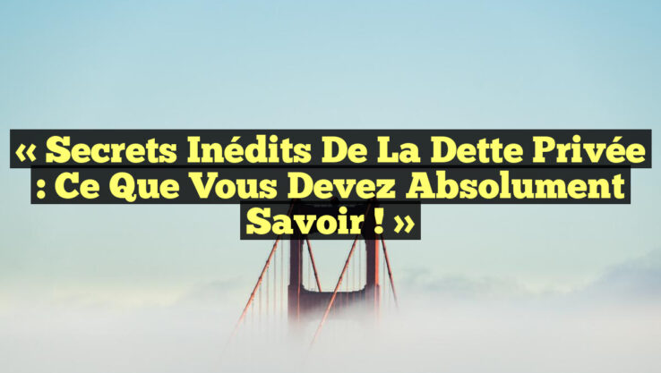 « Secrets Inédits de la Dette Privée : Ce Que Vous Devez Absolument Savoir ! »