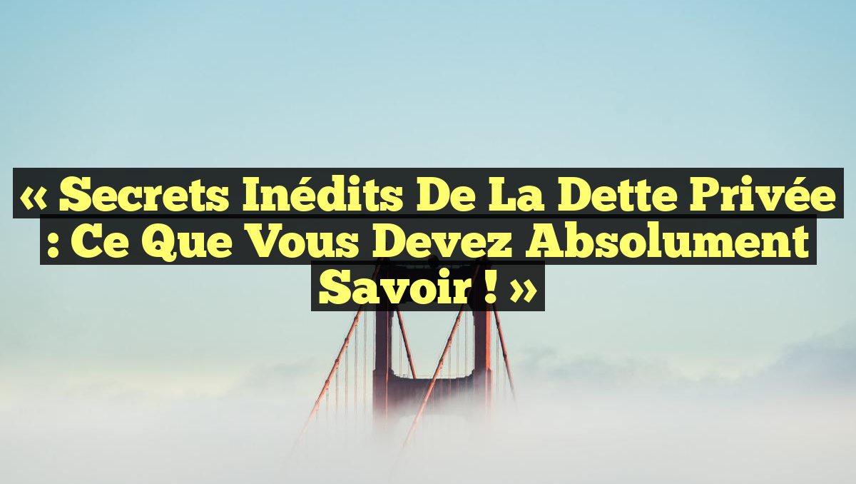 « Secrets Inédits de la Dette Privée : Ce Que Vous Devez Absolument Savoir ! »