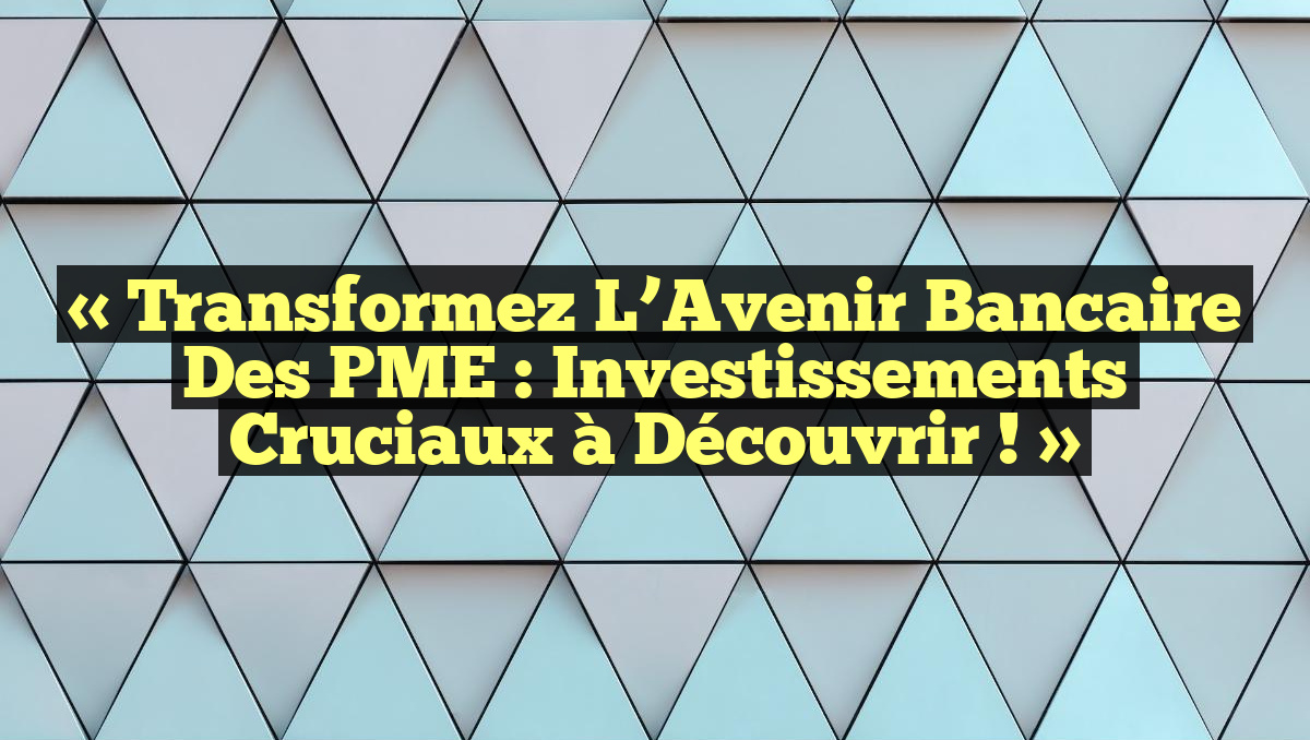 « Transformez l’Avenir Bancaire des PME : Investissements Cruciaux à Découvrir ! »