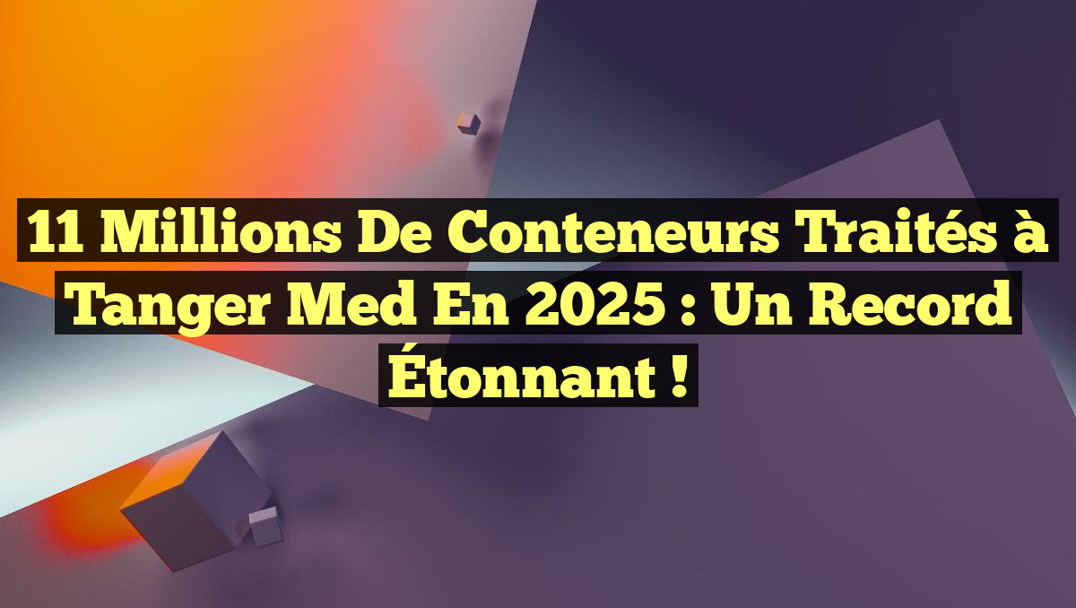 11 Millions de Conteneurs Traités à Tanger Med en 2025 : Un Record Étonnant !