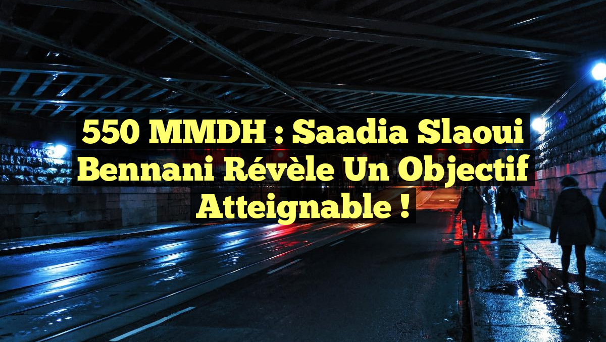 550 MMDH : Saadia Slaoui Bennani révèle un objectif atteignable !