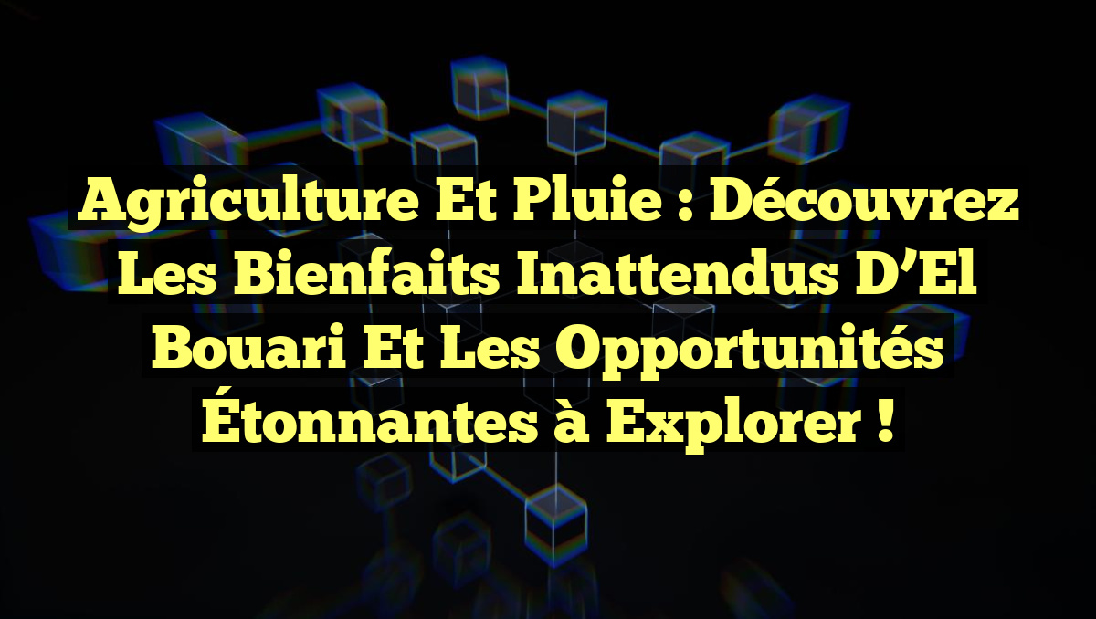 Agriculture et Pluie : Découvrez les Bienfaits Inattendus d’El Bouari et les Opportunités Étonnantes à Explorer !