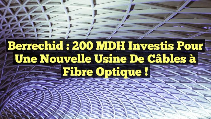 Berrechid : 200 MDH Investis pour une Nouvelle Usine de Câbles à Fibre Optique !
