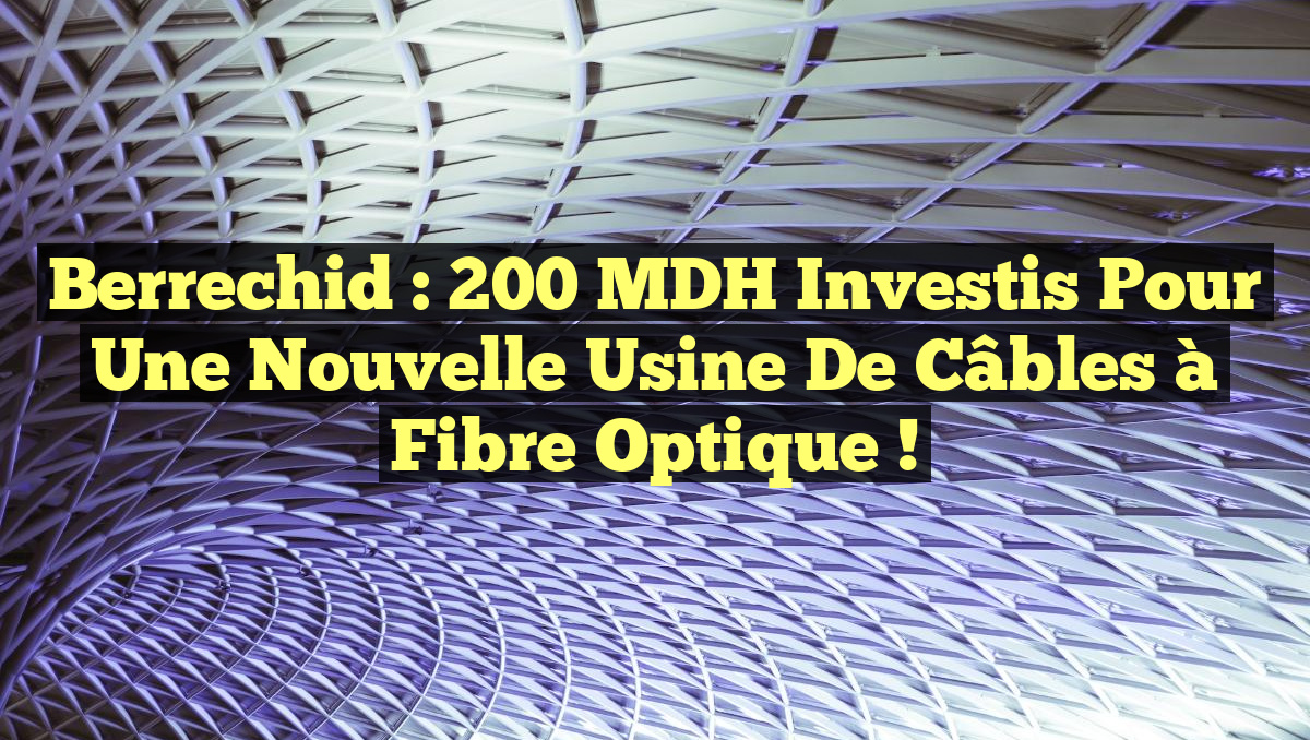 Berrechid : 200 MDH Investis pour une Nouvelle Usine de Câbles à Fibre Optique !